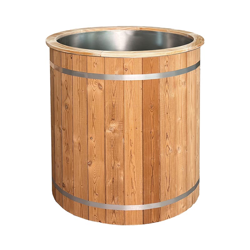 Thermo Pine Wood Ice Bathtub with 304 Stainless Steel Liner